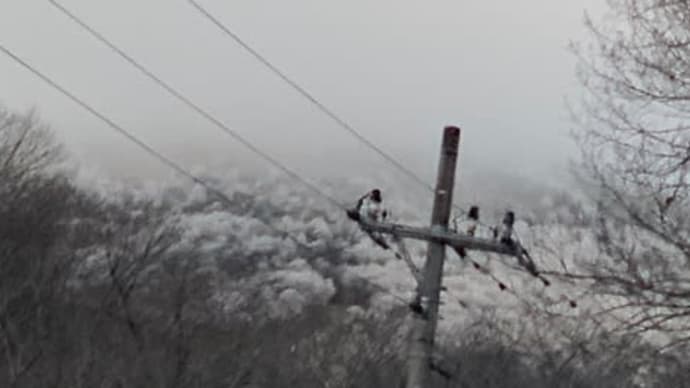 雪がちらつく鹿沢温泉