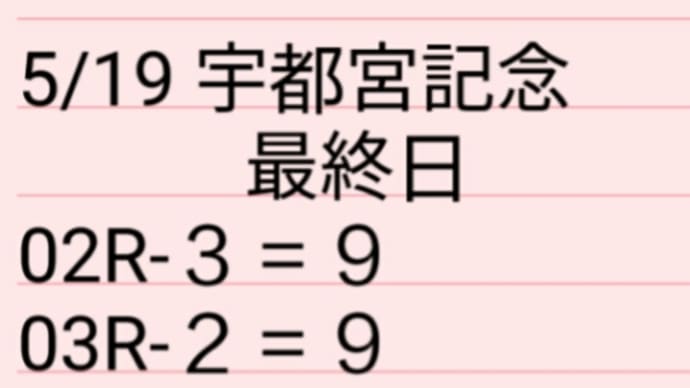 5/19 宇都宮記念 最終日