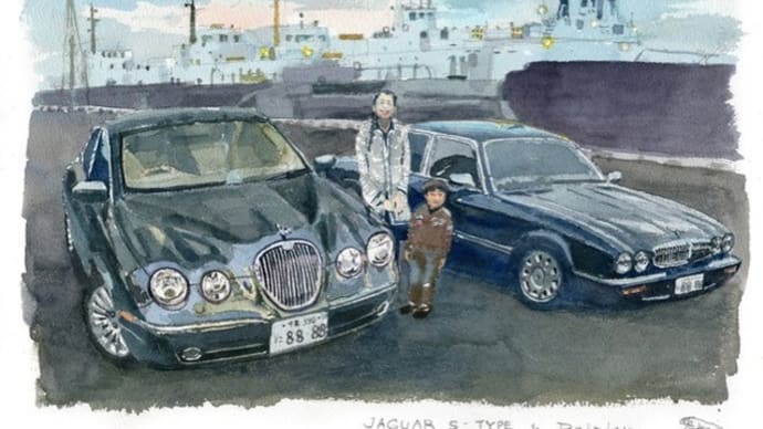 オーダー水彩画　夕暮れのジャガー