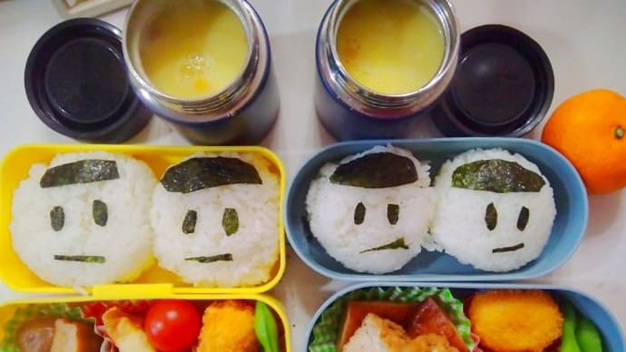 次男、三女お弁当(お顔お弁当)1/14