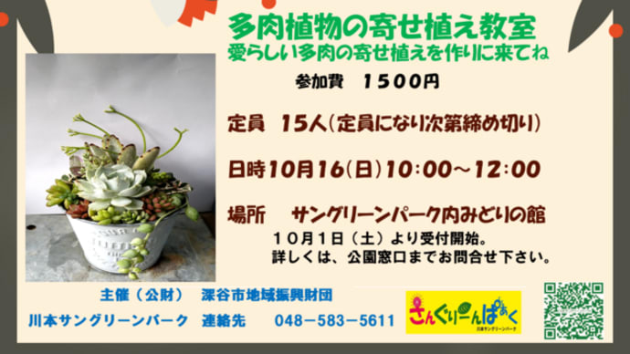 ~えん旅・多肉植物の寄せ植え教室のお知らせ~
