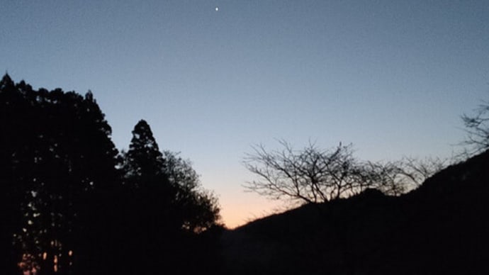 11/13今朝の散歩から、月と金星。