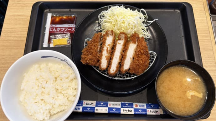 松のや@福山市「厚切りロースかつ定食」