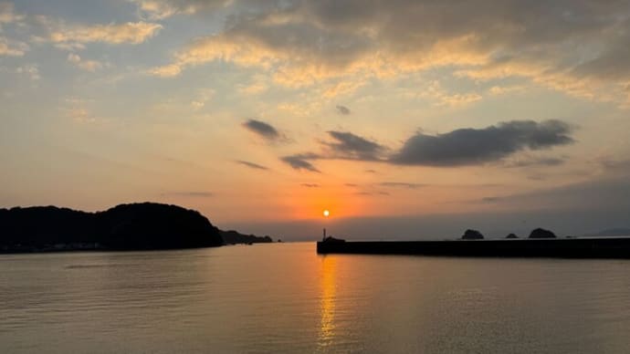 不知火海の夕景 計石港にて