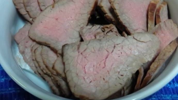 アンガスビーフたたき風をポン酢で晩御飯、ちょいと火が通り過ぎたかもXP