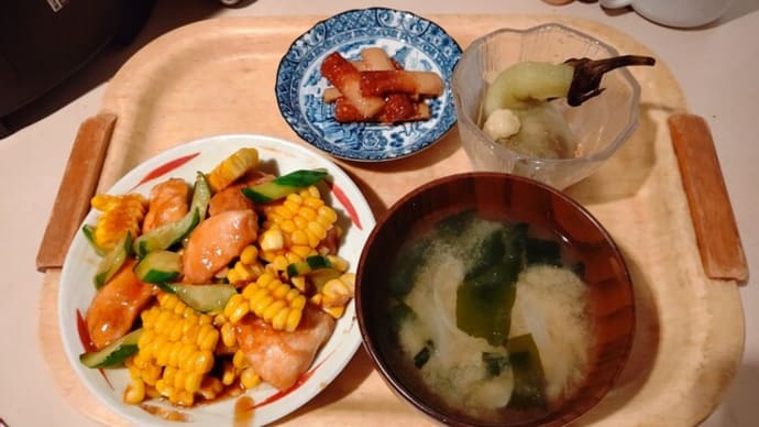 コーンと鶏肉の夏炒め
