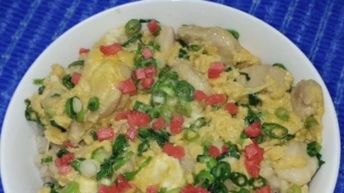 【04/16晩御飯】生命鶏親子丼、最初はとろみを付けずにいただいたんだね:P