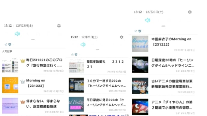 昨日231222のこのブログ『急行特急は行く…』の人気記事ランキング