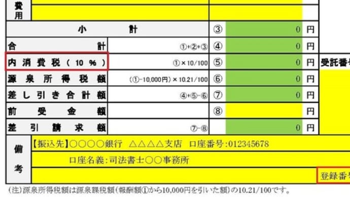 インボイス対応作業中　司法書士様向け 　御見積書・御見積書（控）・請求書・領収書・領収書（控）作成エクセルデータ