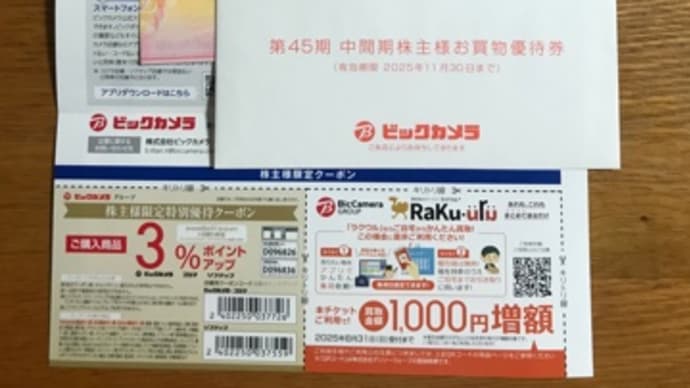 株主優待品到着!ビックカメラ2025夏