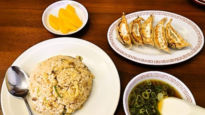 京都北白川ラーメン 魁力屋(南行徳店)で焼きめし+餃子(5ヶ)(2023年8月21日)