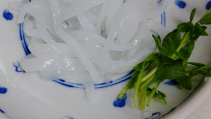 うちのごはん いかそうめん と 大根とお揚げさんの炊いたん と サラダ(^.^)