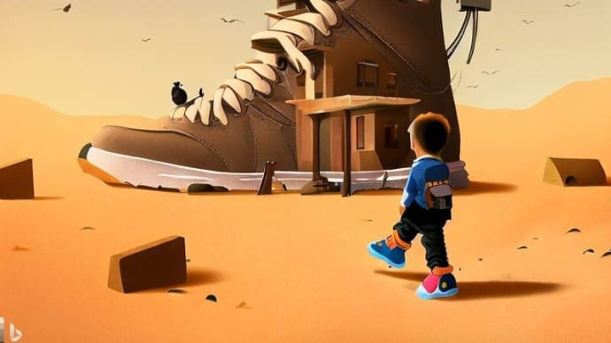 Bingが描いた砂漠のスニーカーハウス