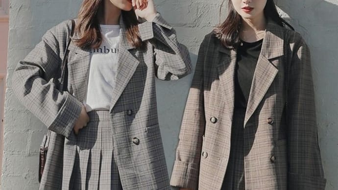 韓国ファッション レディース セットアップ チェック柄 ジャケット + プリーツスカート