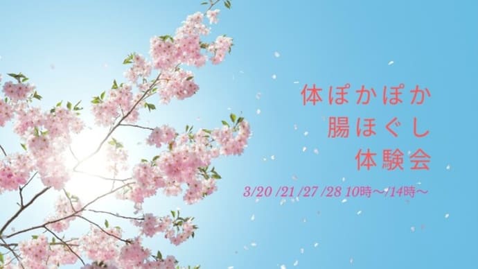 2021年3月体ぽかぽか腸ほぐし体験会します。