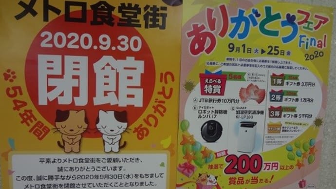 新宿のメトロ食堂街9月30日閉館。墨繪で満足ディナー