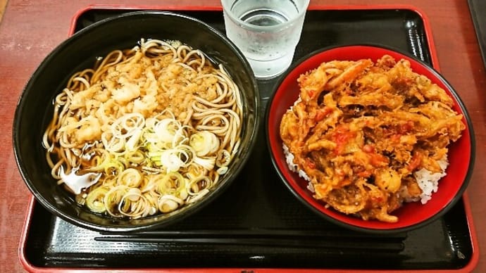 亀よしでミニかき揚げ丼セット(たぬきそば)(2021年6月25日)
