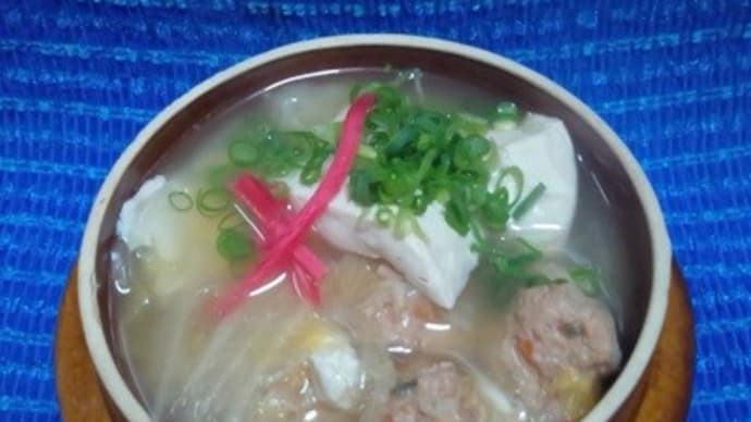 ありた鶏つみれ白菜豆腐スープ、昨日と紺屋の夜食ね:D