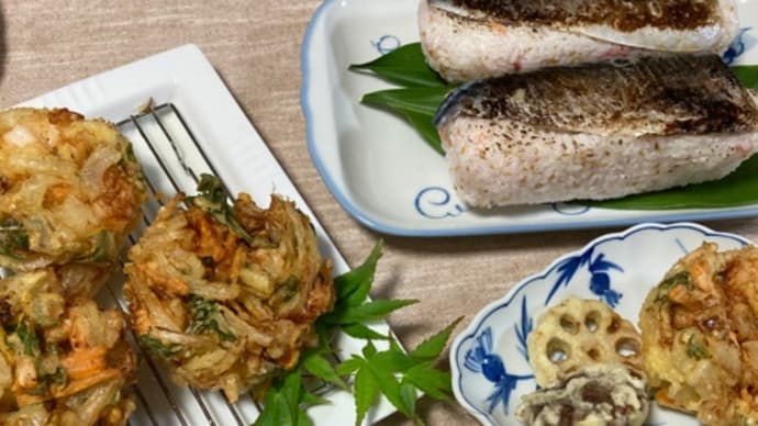 丸亀製麺風かき揚げと炙りさば寿司を娘の希望で作りました！