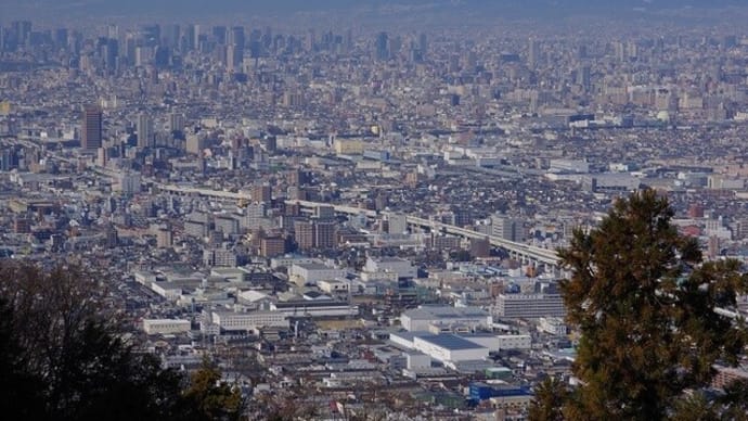 大阪平野一望の枚岡山展望台へ