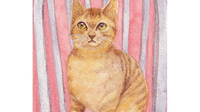 絵画販売・水彩画原画「猫と椅子」