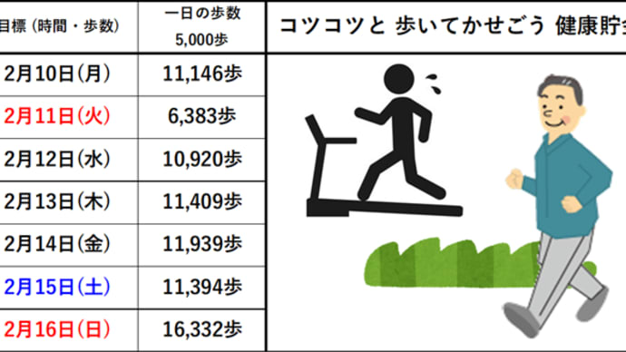 先週の運動(フィットネスジム and ウォーキング 等) 2/17