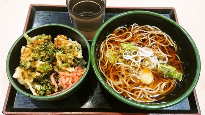 ゆで太郎(新川一丁目店)で帆立と春菊のかきあげ丼セット(2020年1月7日)