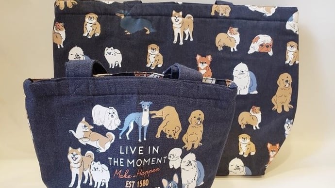 犬柄 帆布 保冷保温 バッグ(2サイズあり)入荷