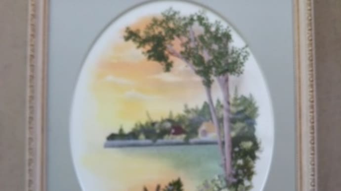 森と湖の風景(押し花)