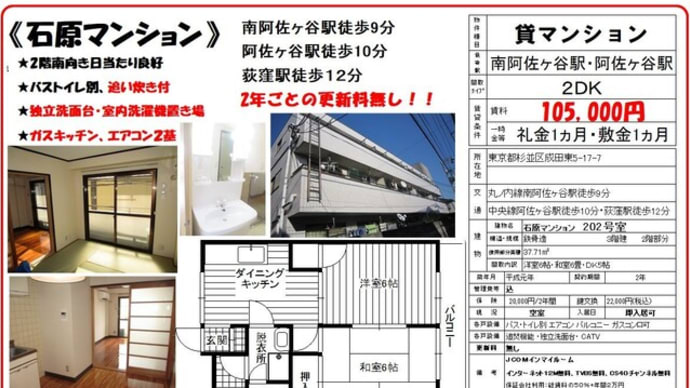 阿佐ヶ谷お勧め賃貸物件