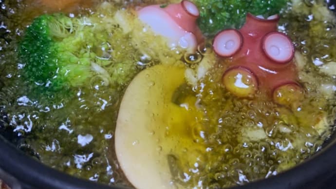 昨夜はアヒージョなど