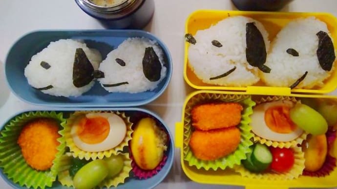 長男、次男、三女お弁当(スヌーピーお弁当)3/11