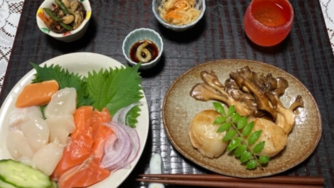 母の日の食卓〜ホタテ三昧〜デザートは伊藤久右衛門の抹茶パフェアイスバー