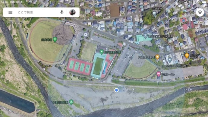 車中泊地の評価　田代運動公園下キャンプ場(中津川河川敷)