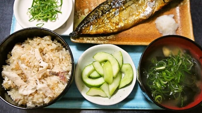 家で朝食(鯛めし他)(2019年7月28日)
