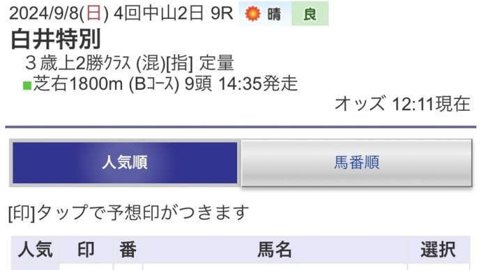 9/8イチオシクラブ馬