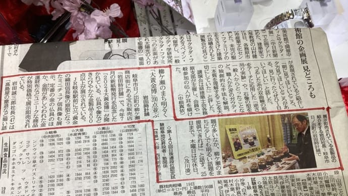 2024年黄金博 中日新聞さんに掲載して頂きました。