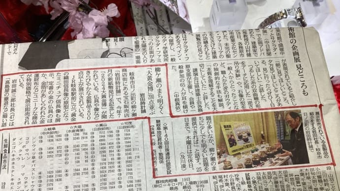 2024年黄金博　中日新聞さんに掲載して頂きました。