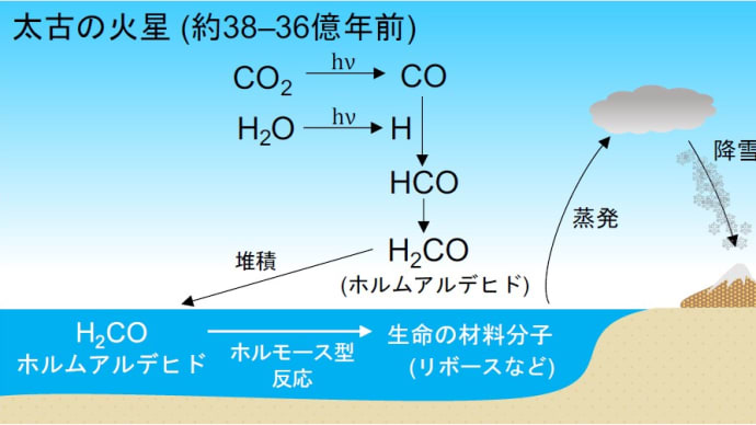 太古の温暖な火星環境では生命の材料分子が効率的に生成されていた! “大気の光化学モデル”を用いて発見