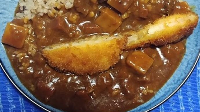 【03/19昼食】海老カツカレー、ハウス食品/カリー屋カリー大辛と合わせたんだね:D