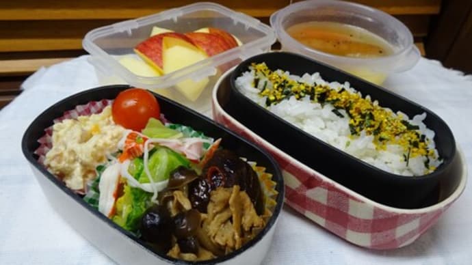 ポトフのお弁当と、赤い電車