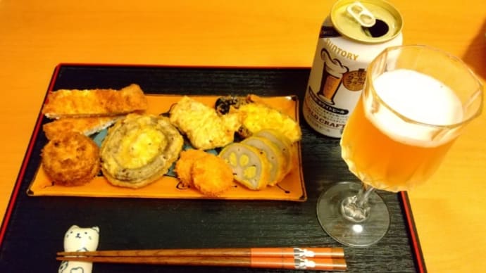 夕食とホワイトビール2種類