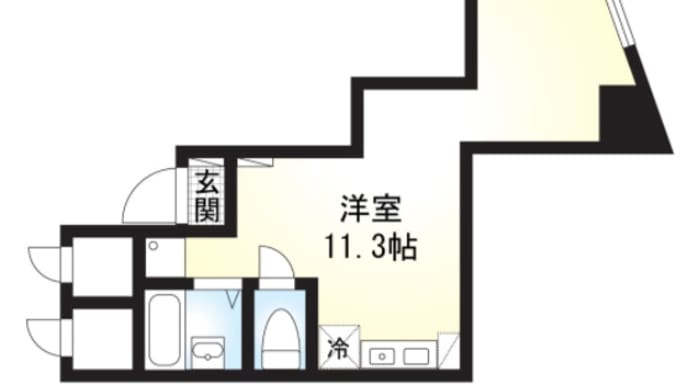 山王ハマセイホウ@JR京浜東北線大森駅近の1R洋室11.3帖バストイレ別23.32㎡変わった間取り!東京都大田区山王1丁目のリノベーション済賃貸マンション