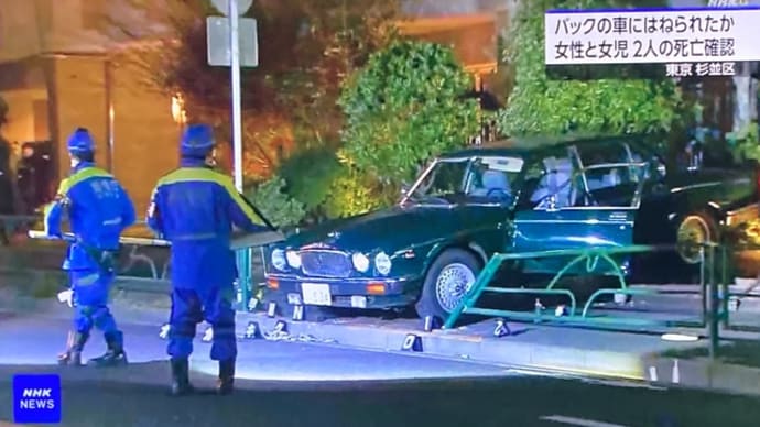 東京で糞外道が英吉利車の旧車で女性と女児を轢いて殺害