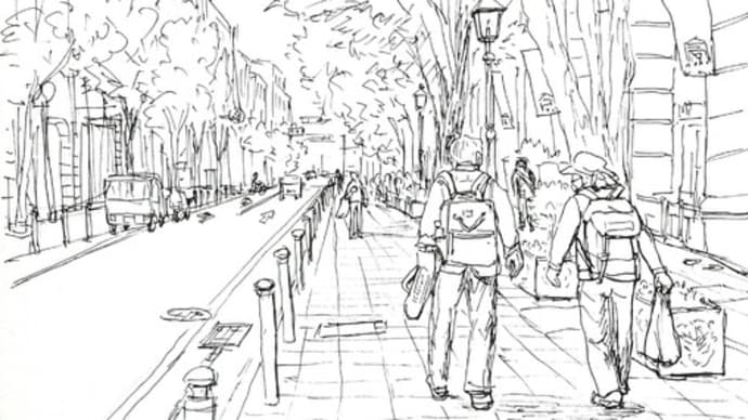 今日は「神戸旧居留地を歩く」のペン描き下絵です!