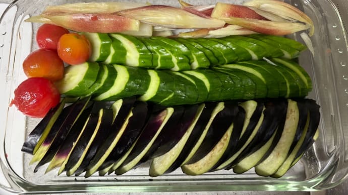 夏野菜漬けと最後のスイカ