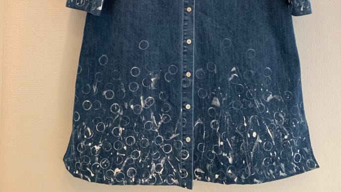 デニム ロングシャツにペイント完成