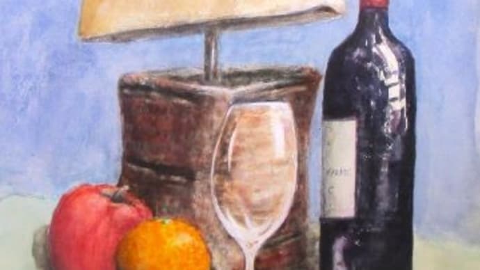 ワインボトルなどを描きました(教室にて)(ユダヤの行動原理とこれからの日本 ドイツの罪からの解放努力)
