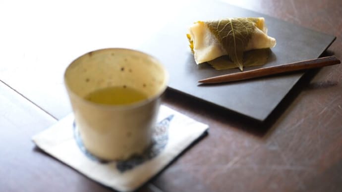 桜餅・関東風(長明寺)と抹茶ぜんざい(今季ラスト)