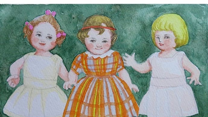 絵画販売・水彩原画「小さなアンティークドール」